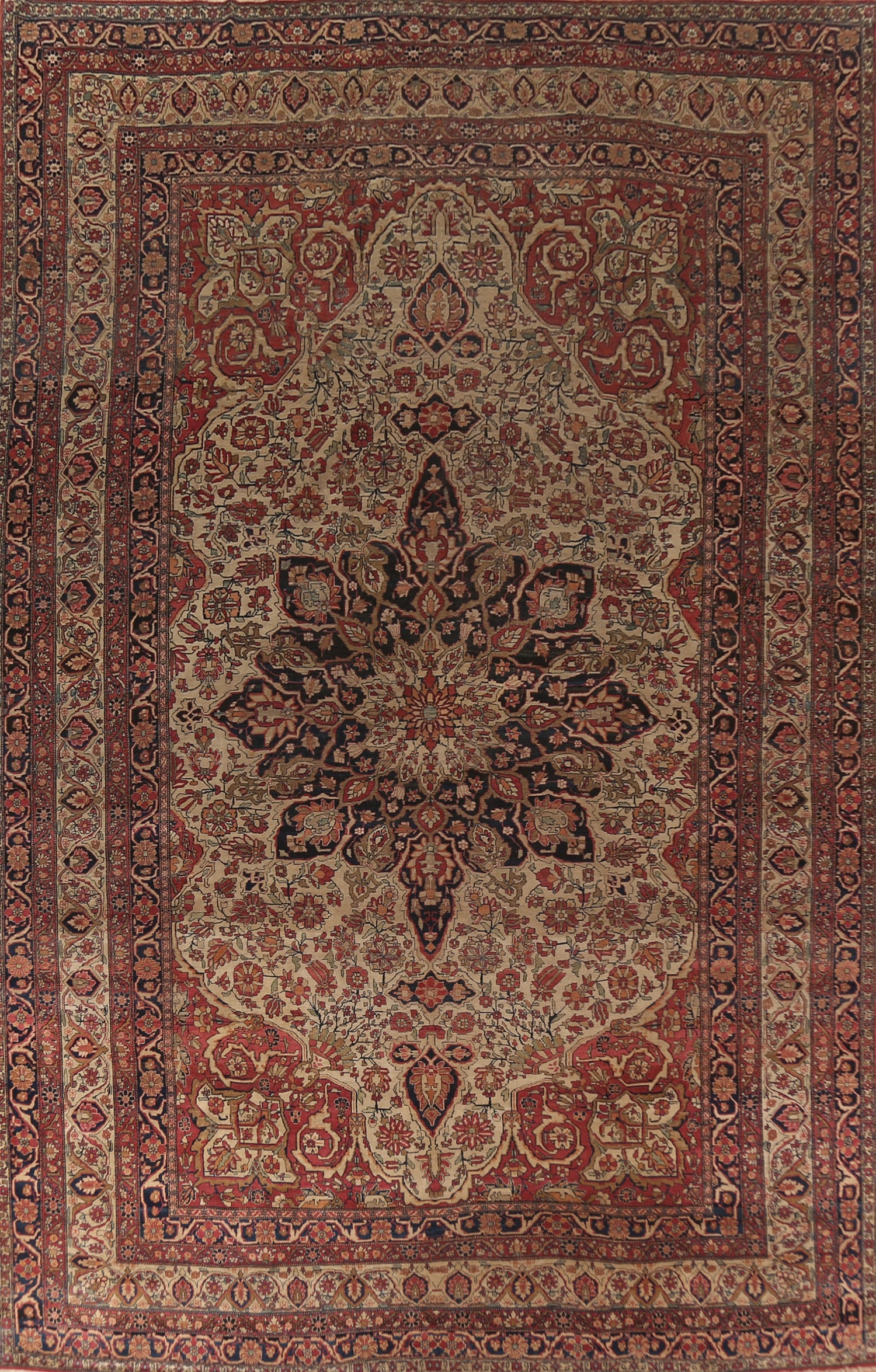 Pre-1900 Vegetable Dye Kerman Ravar Persian Large Rug 10x16: Title: Pre-1900 Vegetable Dye Kerman Ravar Persian Large Rug 10x16 Description:A Beautiful Genuine Iran ( Persia ) Kerman (Ravar) rug is Hand Knotted by skillful weavers in Iran ( Persia