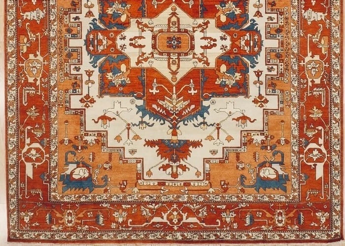 Hand Knotted Indo-Heriz Serapi Geometric Wool Oriental Rug Carpet 8'1" x 9'8" - 3