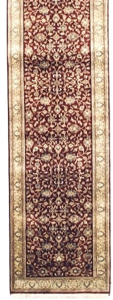 Hand Knotted Indo-Tabriz Runner Red Wool New Oriental Area Rug 2'6" x 22' - 3