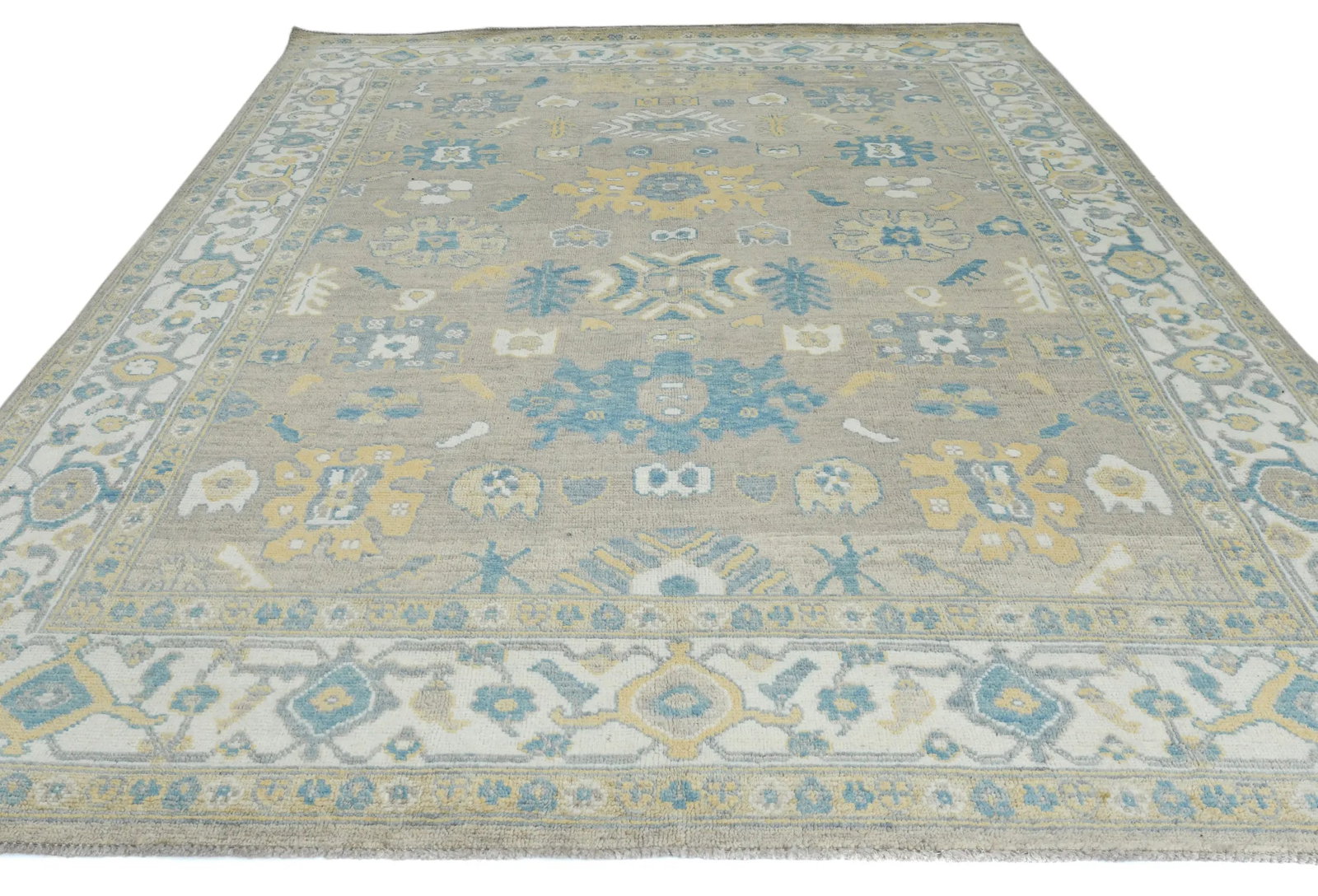Muted Brown Floral Transitional 8X10 Oushak Oriental Rug - 10