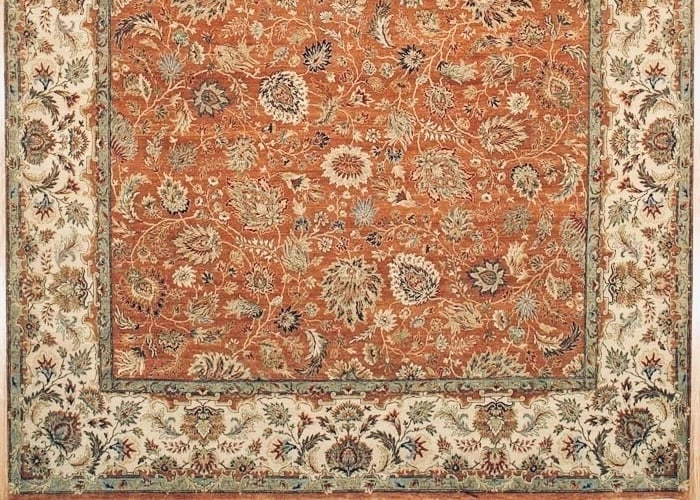 Hand-Knotted Indo-Tabriz Rust Wool Oriental Rug Carpet 10' x 14'11" - 3