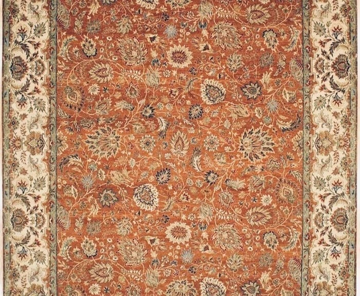 Hand-Knotted Indo-Tabriz Rust Wool Oriental Rug Carpet 10' x 14'11" - 4