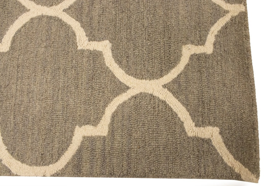Cream Trellis 5X8 Hand-Tufted Modern Rug - 11