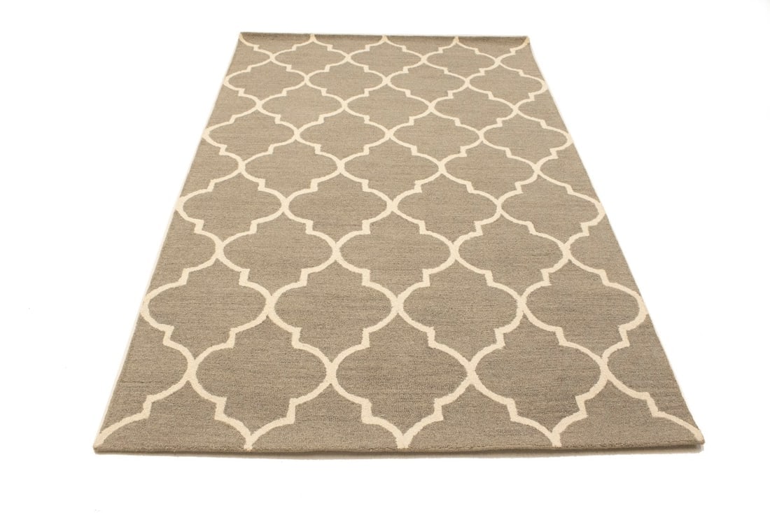 Cream Trellis 5X8 Hand-Tufted Modern Rug - 3