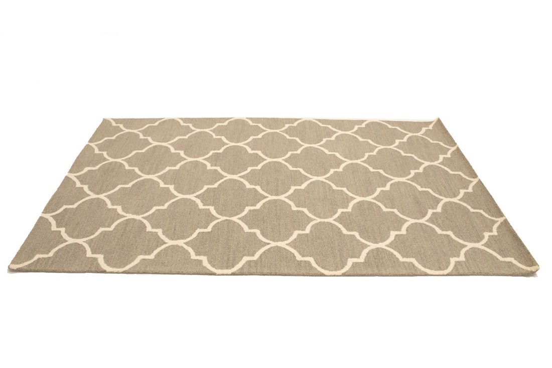 Cream Trellis 5X8 Hand-Tufted Modern Rug - 5