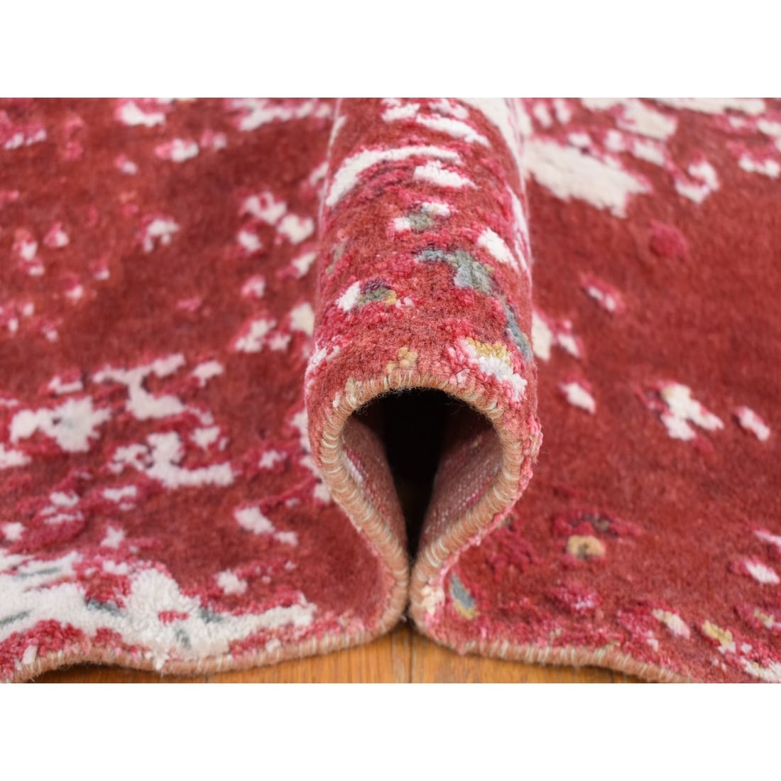 Imperial Red, Modern Galaxy Design Persian Knot, Wool Hand Knotted Rug - 5