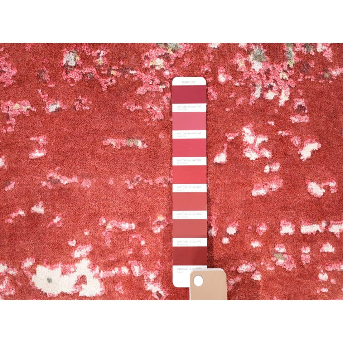 Imperial Red, Modern Galaxy Design Persian Knot, Wool Hand Knotted Rug - 7