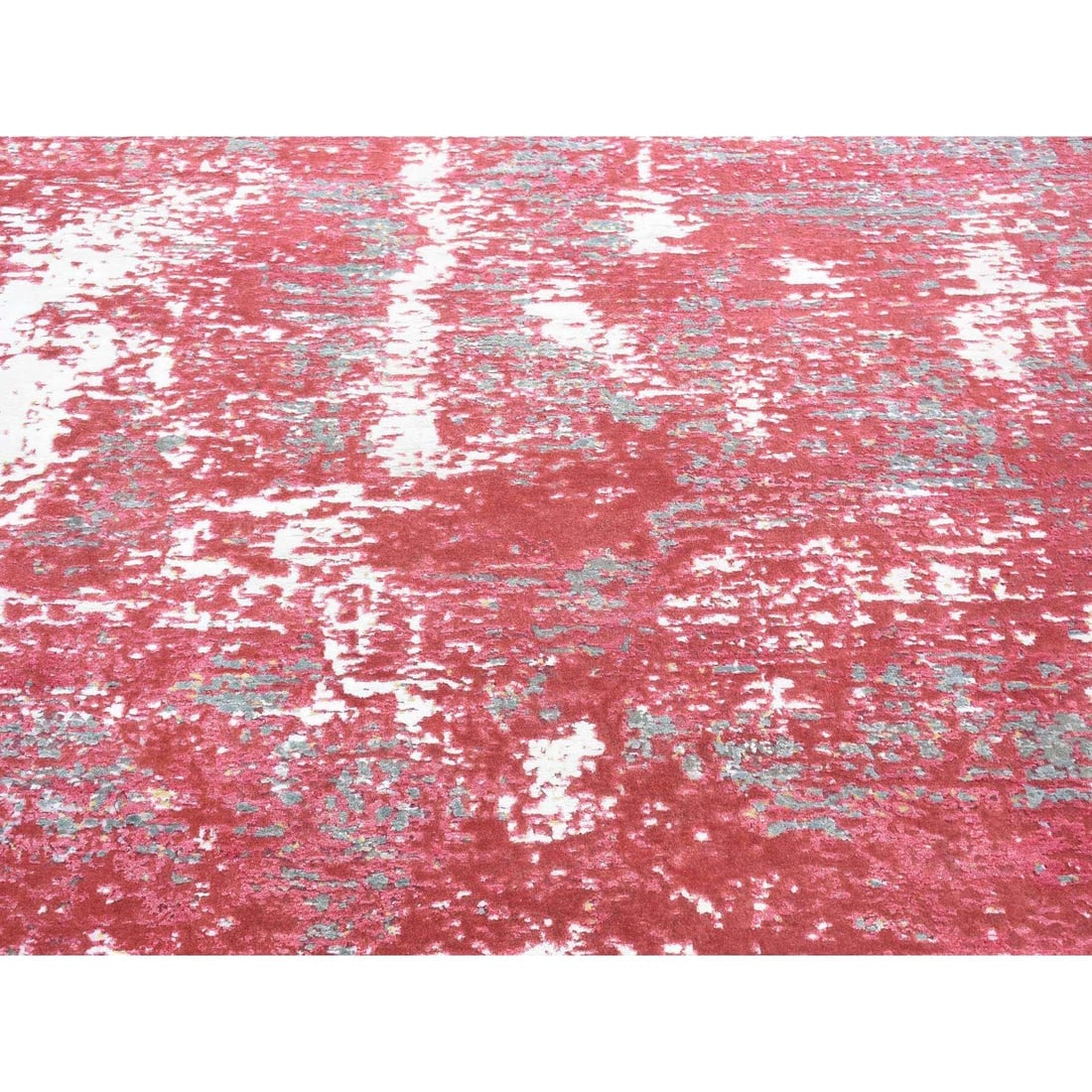 Imperial Red, Modern Galaxy Design Persian Knot, Wool Hand Knotted Rug - 8