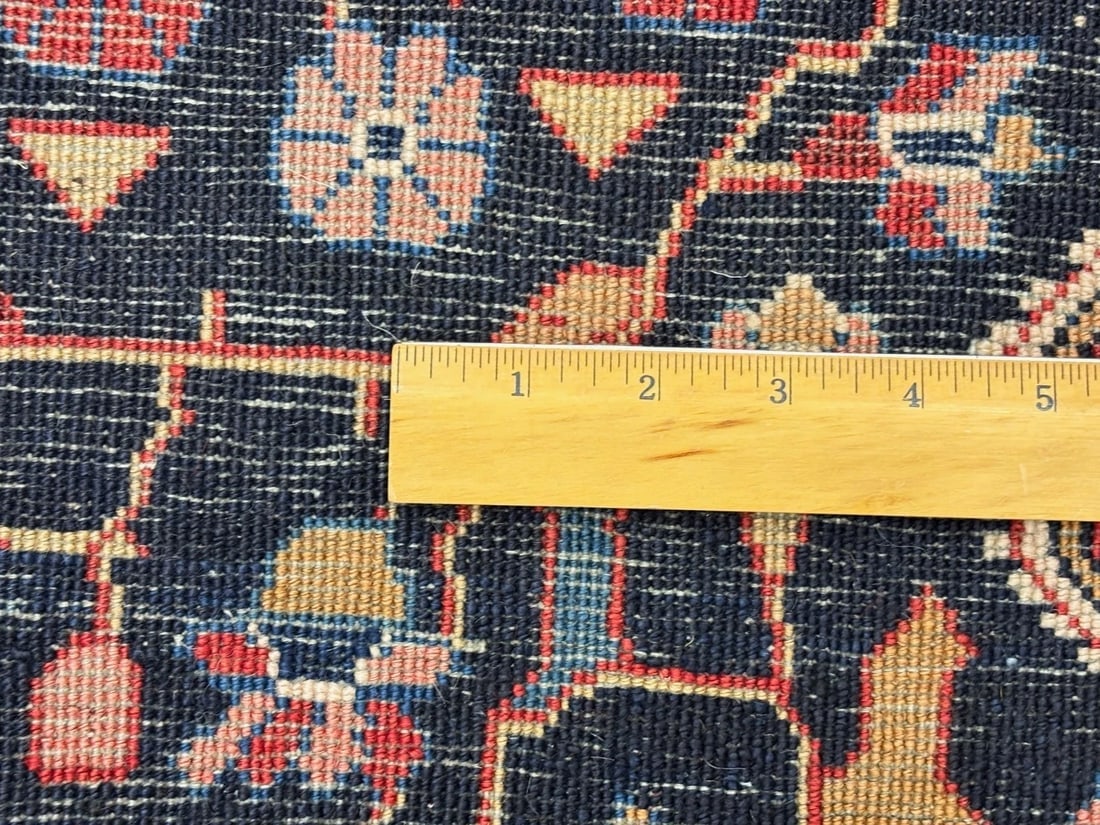 Persian Jozan Hand-Knotted Wool Rug, Navy Geometric Tribal, 3'5" x 5'9" - 8