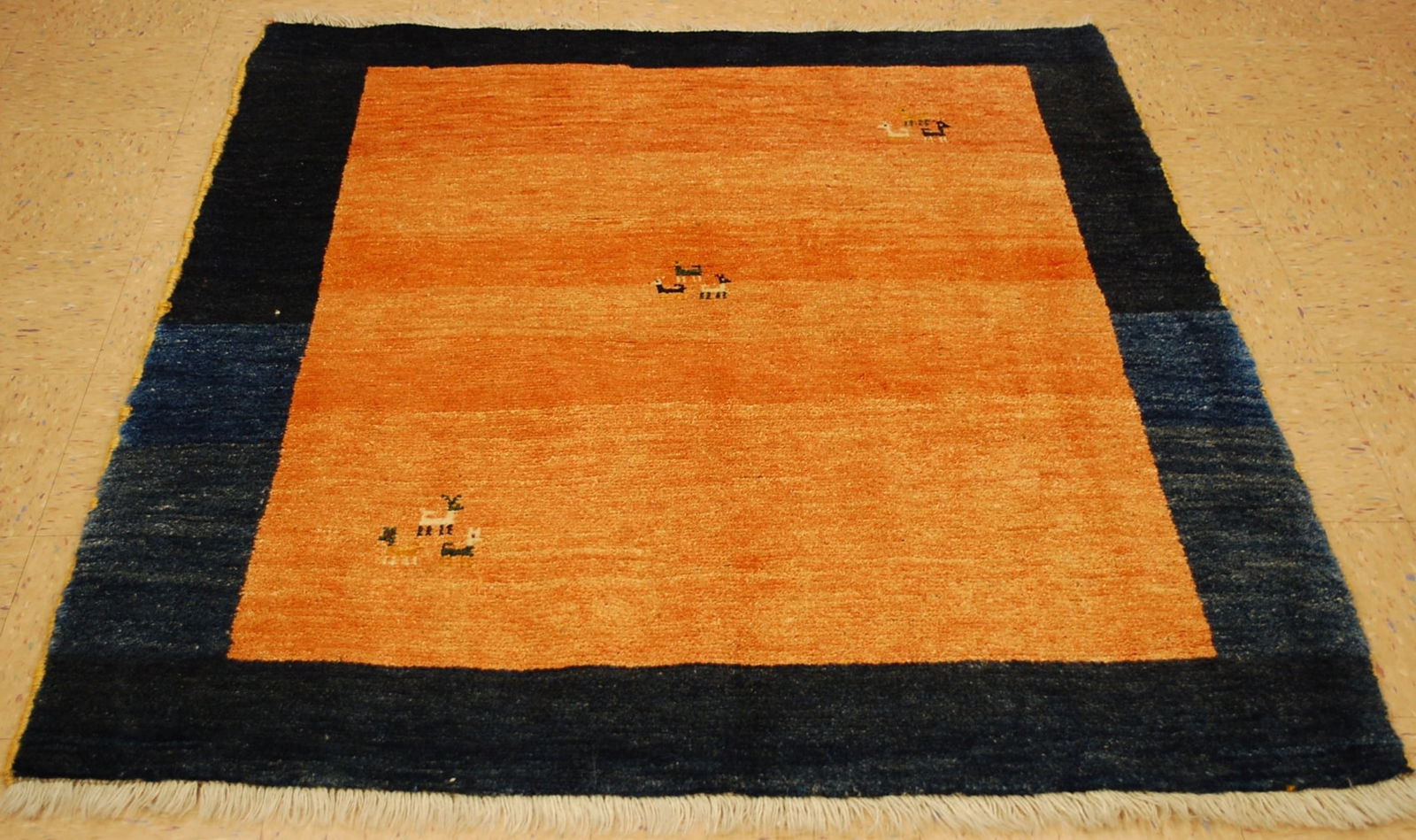 PERSIAN SHIRAZ RUG 4'6" x 5'4": Title: PERSIAN SHIRAZ RUG 4'6" x 5'4" Description: ONE OF A KIND VERY RARE SIZE FINE AUTHENTIC HANDKNOTTED PERSIAN-GABEH SHIRAZ RUG with AMAZING COLOR COMBINATIONS.........all Natural vegetable dye wo