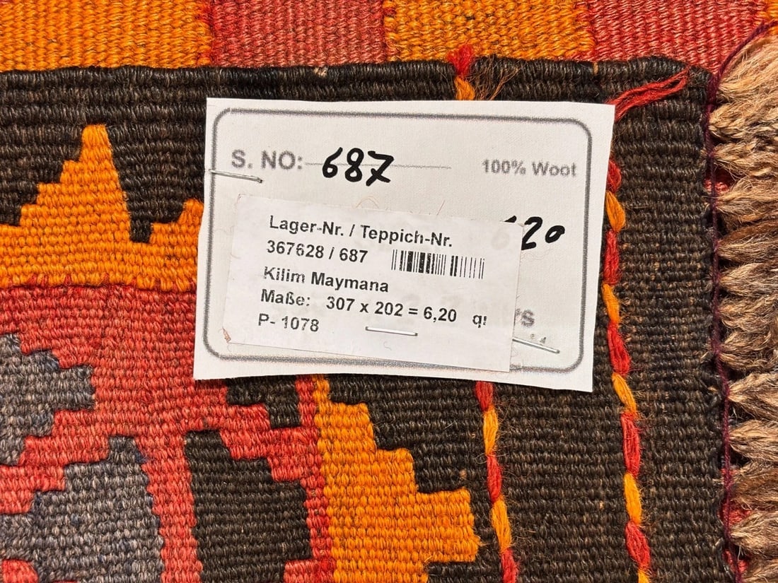 Hand-Knotted Maymana Kilim Tribal Flatweave Wool Oriental Rug 6'8" x 10'1" - 14