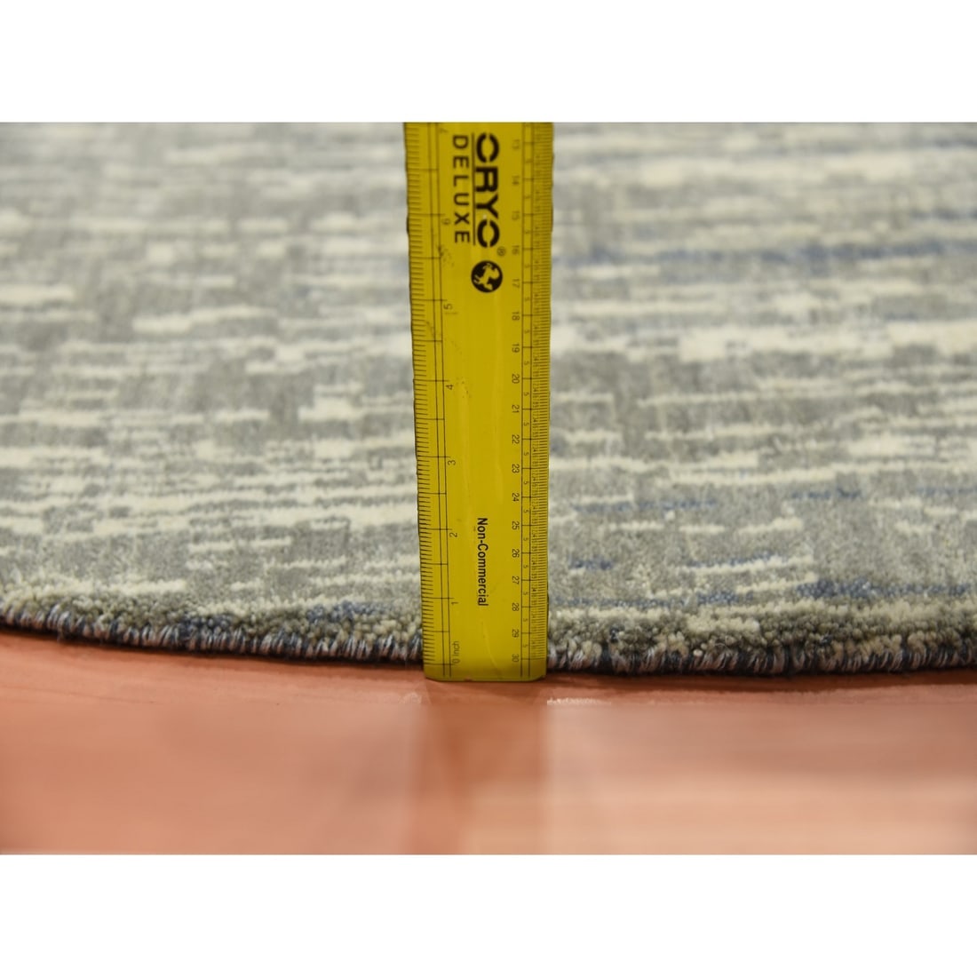 Gray, Modern Ombre Organic Wool Hand Knotted Round Oriental Rug - 10