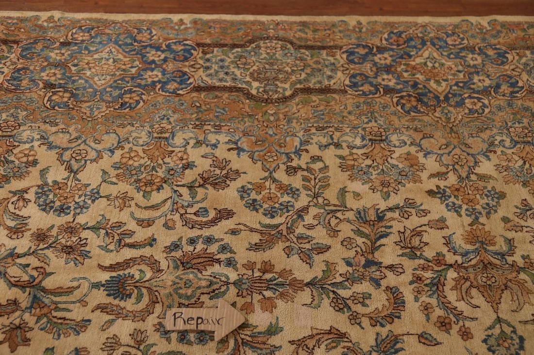 Pre-1900 Vegetable Dye Kerman Persian Large Rug 11x20 - 14