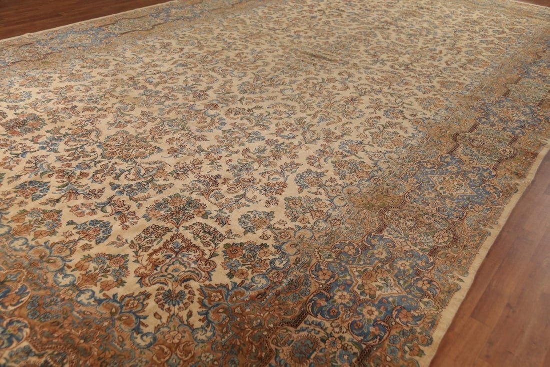 Pre-1900 Vegetable Dye Kerman Persian Large Rug 11x20 - 7