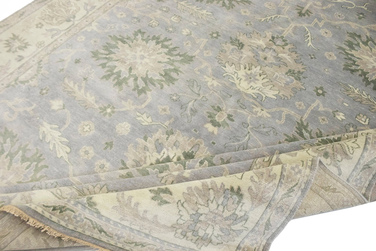 Brownish Grey Floral Peshawar 9X12 Oriental Rug - 13