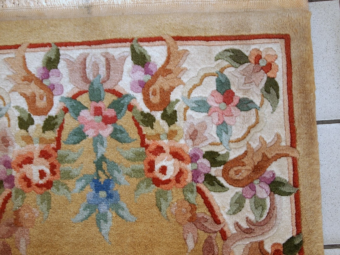 Handmade vintage Art Deco Chinese runner 2.3' x 9.9' (70cm x 303cm) 1970s - 10