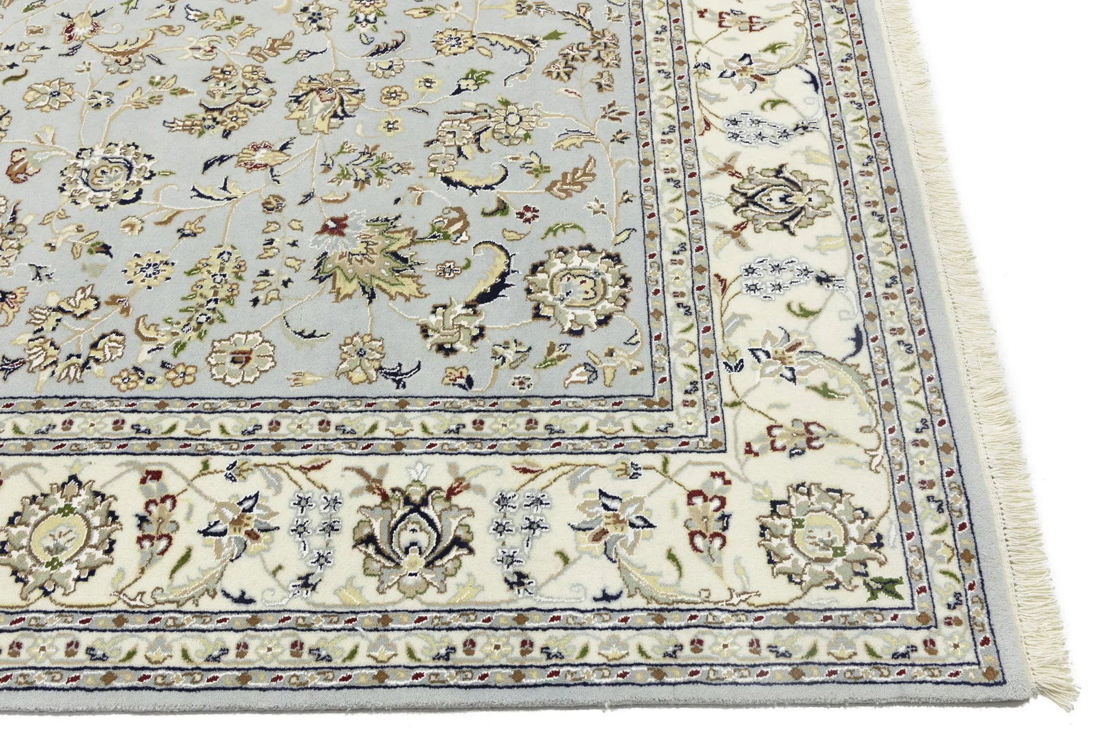 Light Blue-gray Floral 8X10 Indo-Nain Oriental Rug - 13