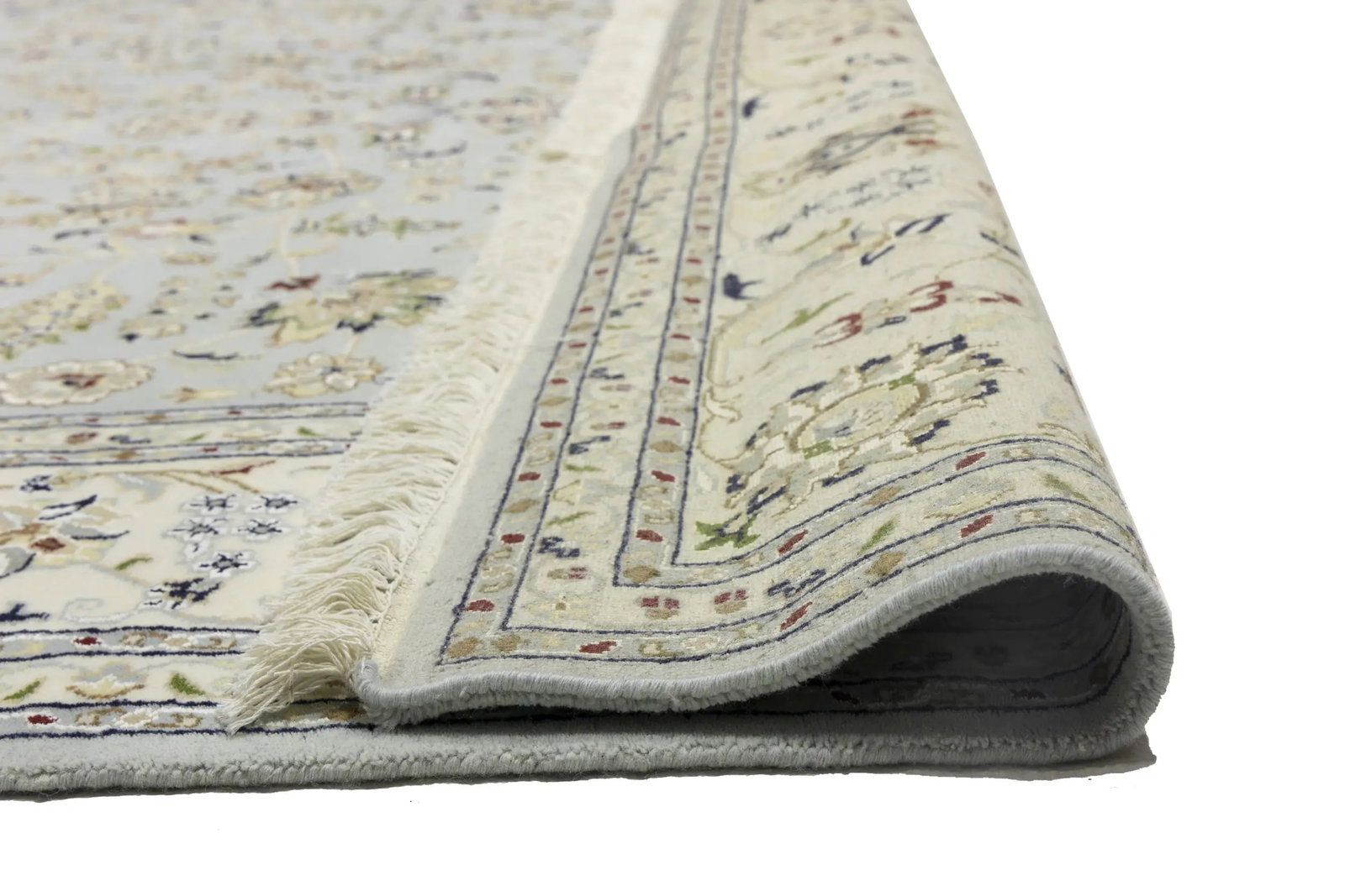 Light Blue-gray Floral 8X10 Indo-Nain Oriental Rug - 18