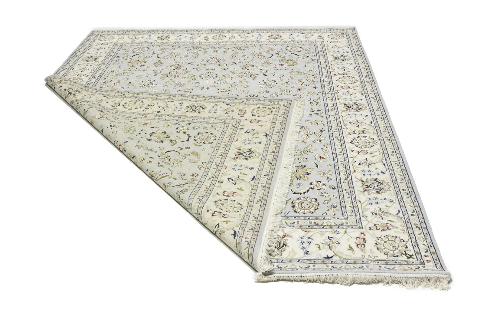 Light Blue-gray Floral 8X10 Indo-Nain Oriental Rug - 20