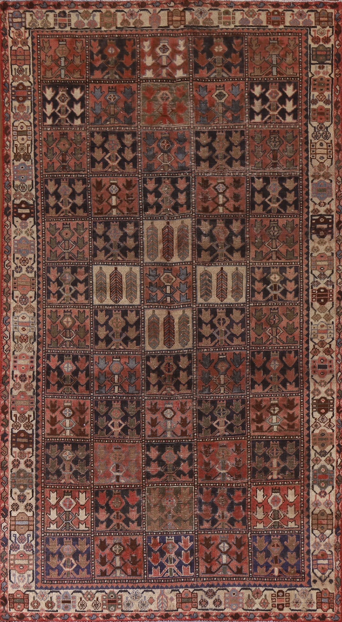 Garden Design Bakhtiari Persian Area Rug 5x9: Title: Garden Design Bakhtiari Persian Area Rug 5x9 Description:A Beautiful Genuine Iran ( Persia ) Bakhtiari rug is Hand Knotted by skillful weavers in Iran ( Persia ) with