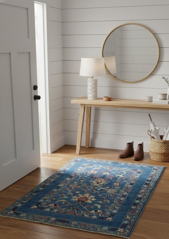 Blue Floral Modern 3X5 Kazak Pakistan Rug - 2