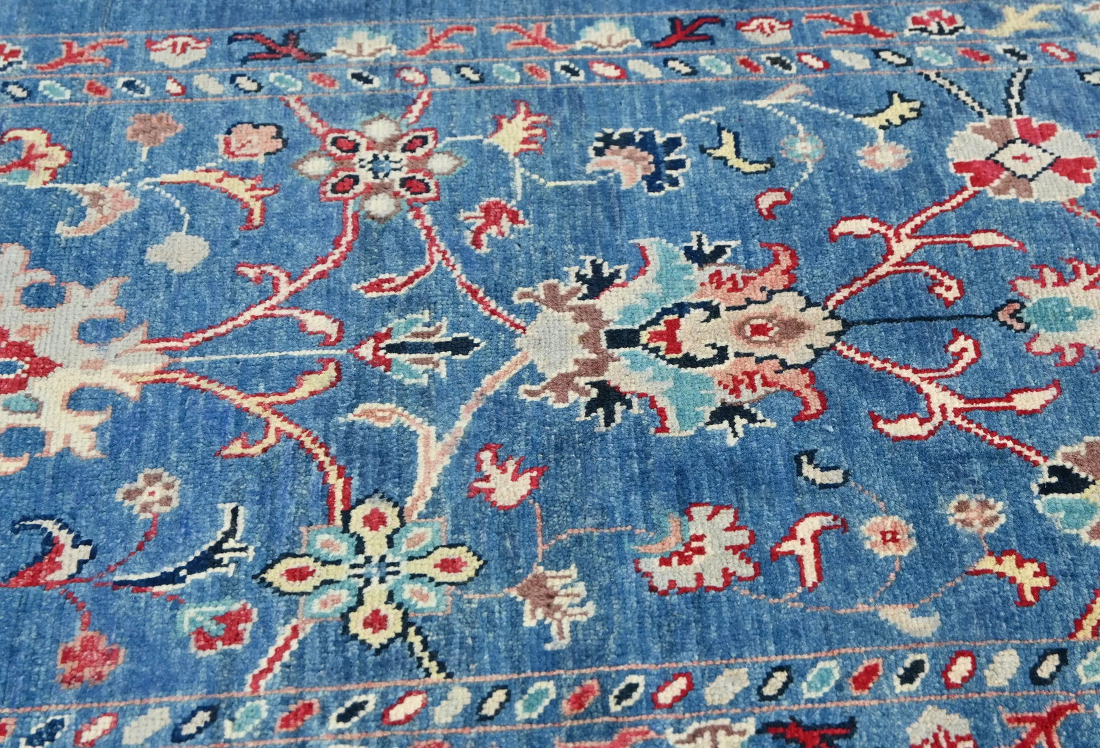 Blue Floral Modern 3X5 Kazak Pakistan Rug - 6
