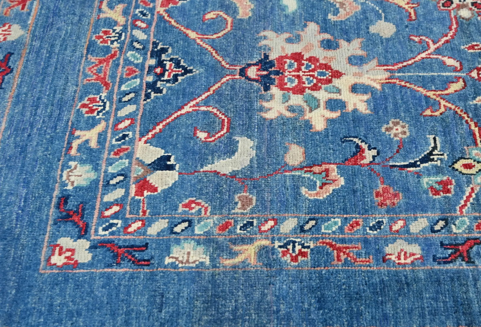 Blue Floral Modern 3X5 Kazak Pakistan Rug - 7