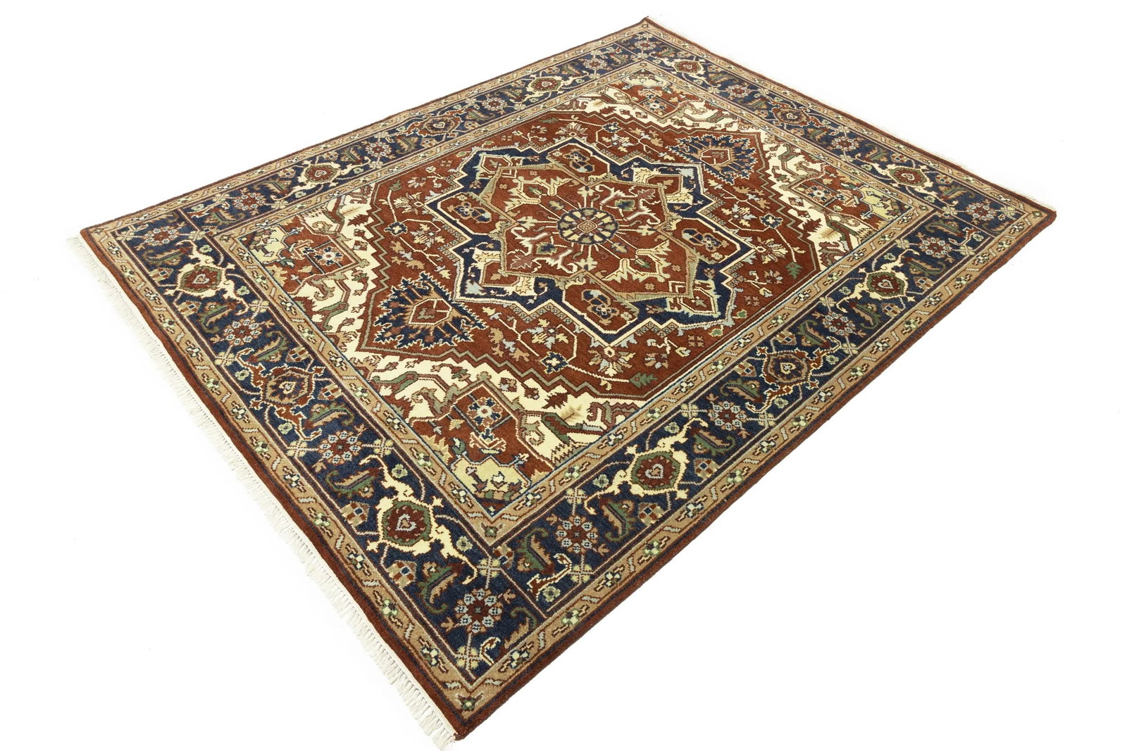 Rusty Red Floral 8X10 Heriz Serapi Oriental Rug - 4