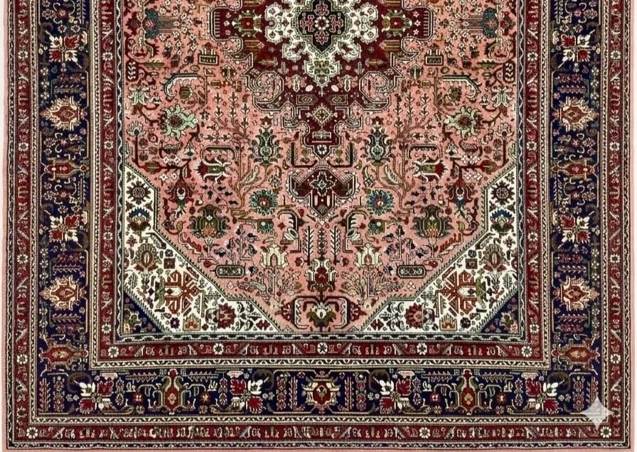 Hand Knotted Persian Tabriz Rose Oriental Area Rug 6'8" x 9'11" - 3