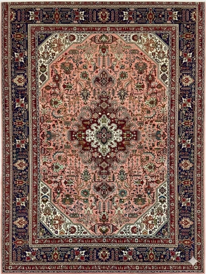 Hand Knotted Persian Tabriz Rose Oriental Area Rug 6'8" x 9'11" - 6