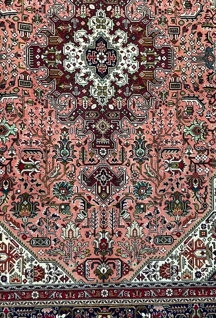 Hand Knotted Persian Tabriz Rose Oriental Area Rug 6'8" x 9'11" - 9