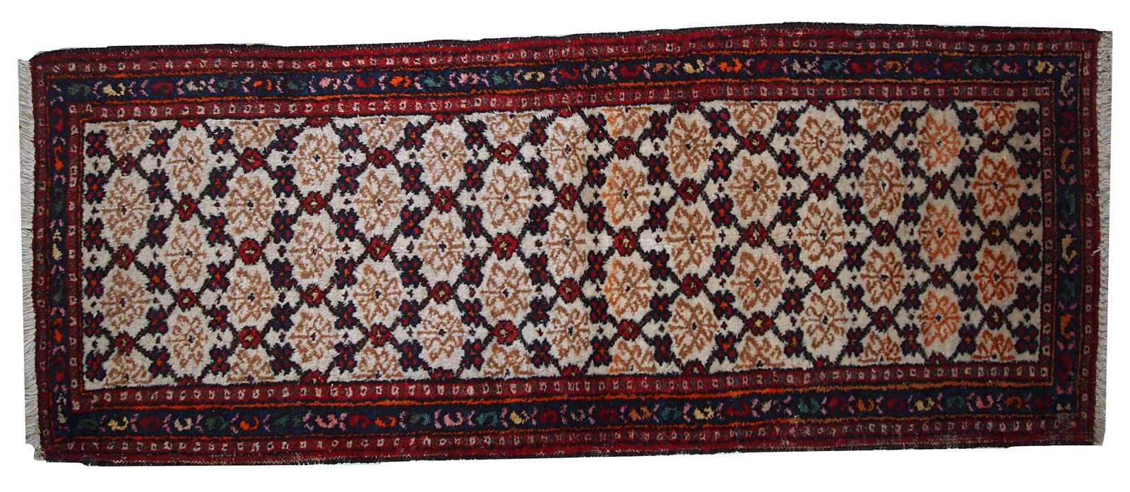 Handmade vintage Persian Hamadan runner 2.6' x 6.8' ( 80cm x 207cm ) 1960s: Title:Handmade vintage Persian Hamadan runner 2.6' x 6.8' ( 80cm x 207cm ) 1960s Origin:Middle East Dimension:2.6' x 6.8' ( 80cm x 207cm ) Materials:wool Year:1960s Description:Antique Hamadan runner