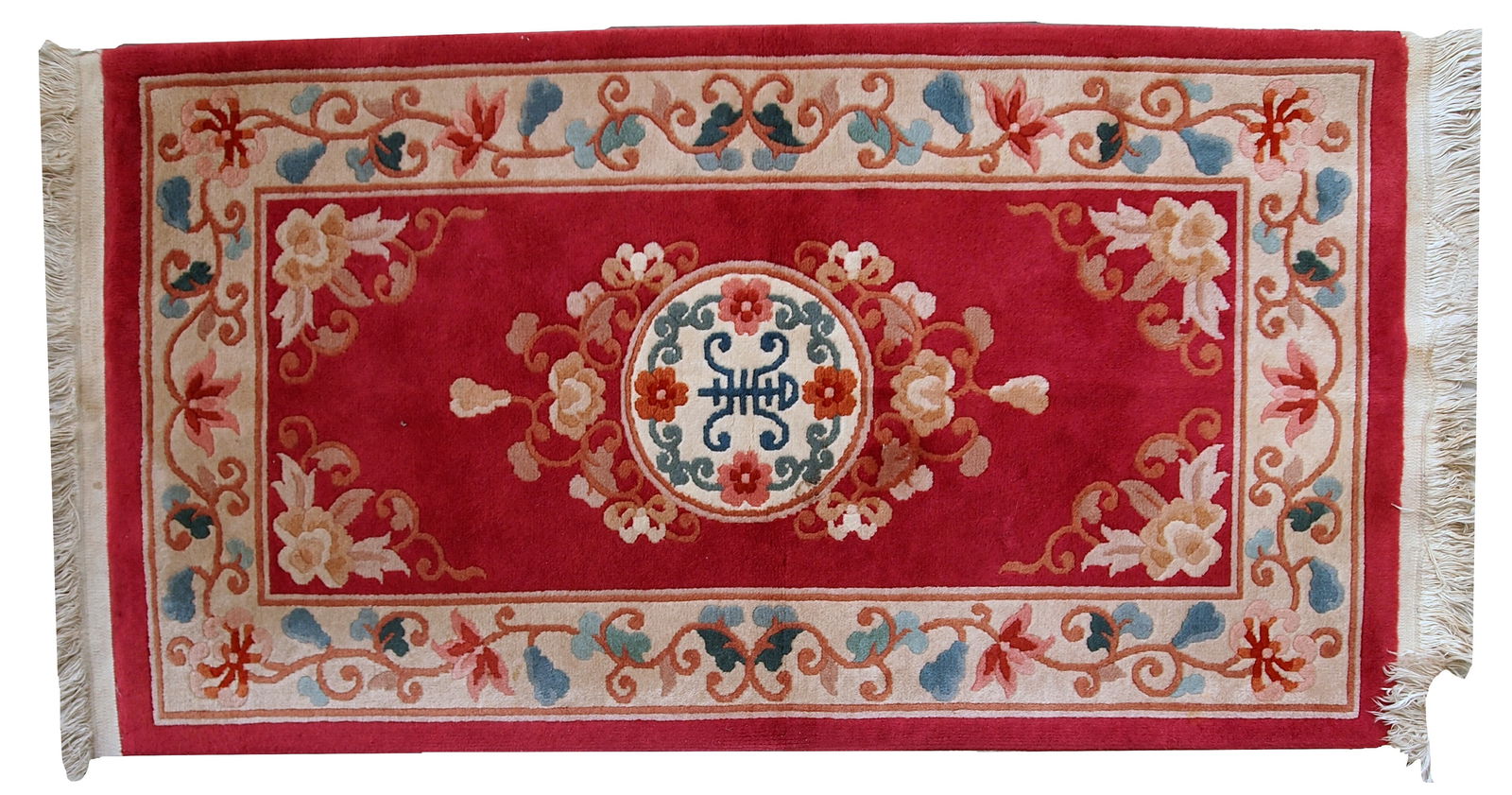 Handmade vintage Art Deco Chinese rug 2.5' x 4.5' ( 77cm x 139cm ) 1970s (1 of 11)