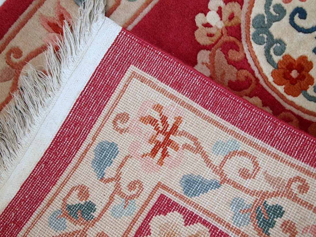 Handmade vintage Art Deco Chinese rug 2.5' x 4.5' ( 77cm x 139cm ) 1970s - 8