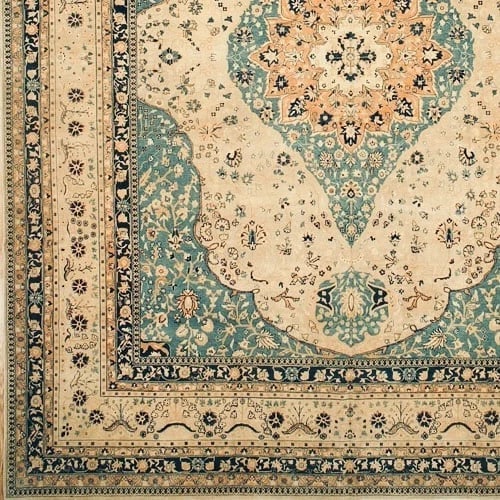 Hand-Knotted Indo-Kerman Area Rug Wool Cream Blue Oriental Carpet 11'10" x 15'1 - 6
