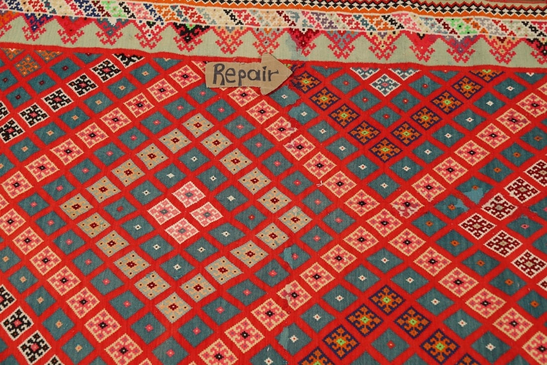 Pre-1900 Vegetable Dye Silk Kilim Persian Runner Rug 3x17 - 13