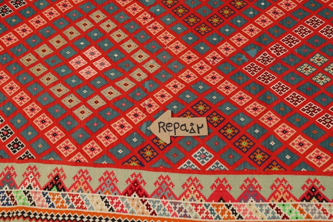 Pre-1900 Vegetable Dye Silk Kilim Persian Runner Rug 3x17 - 15