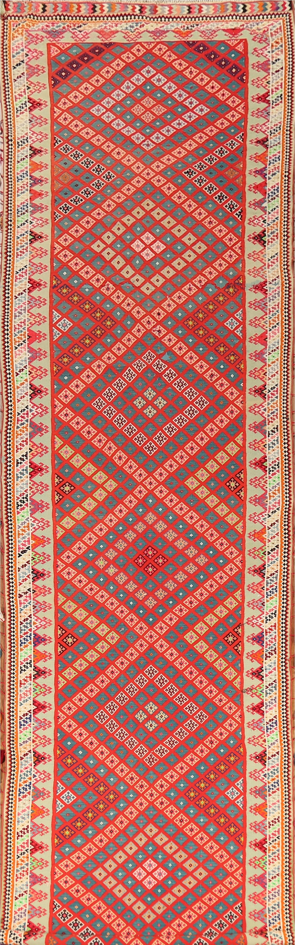 Pre-1900 Vegetable Dye Silk Kilim Persian Runner Rug 3x17 (1 of 19)