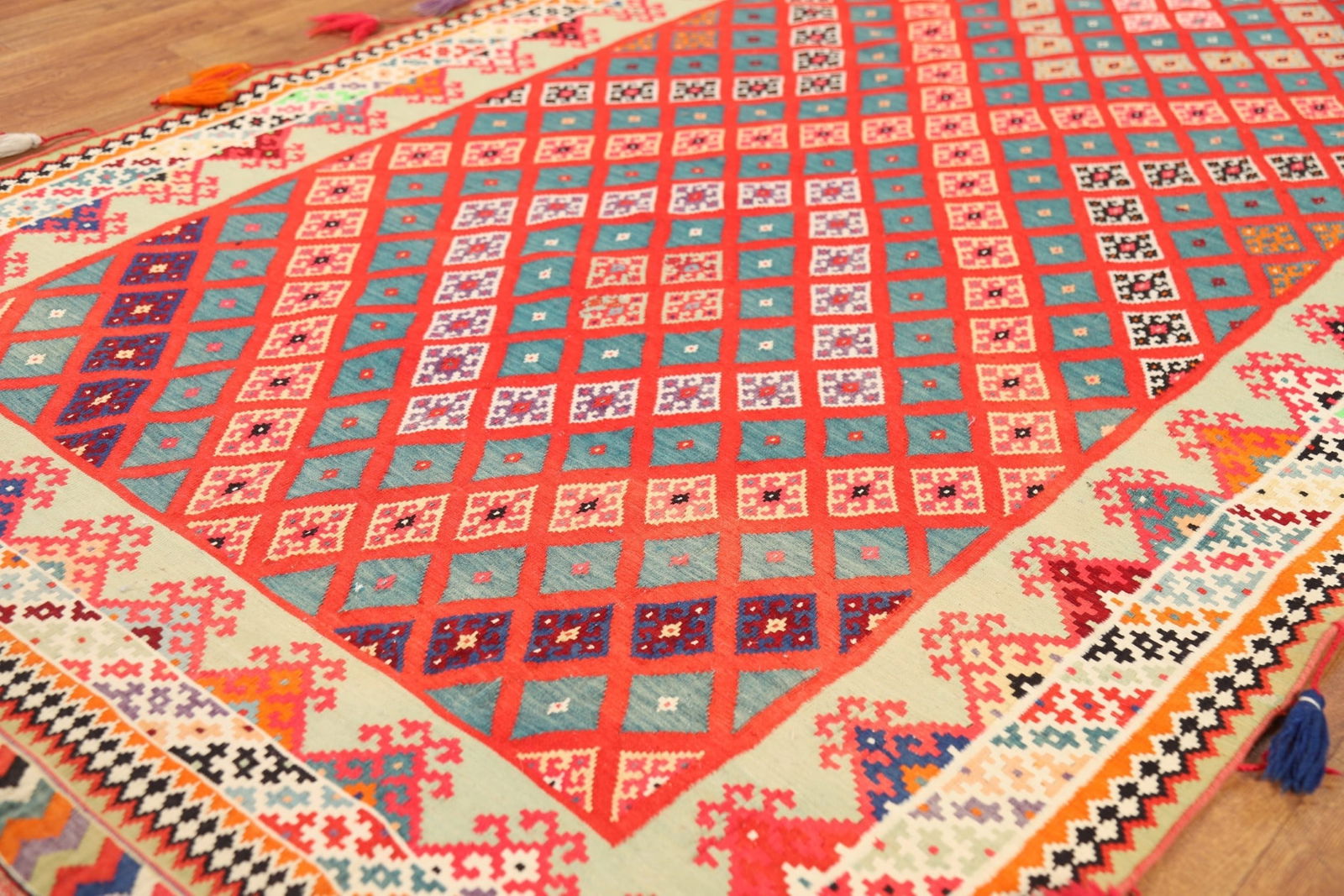 Pre-1900 Vegetable Dye Silk Kilim Persian Runner Rug 3x17 - 7