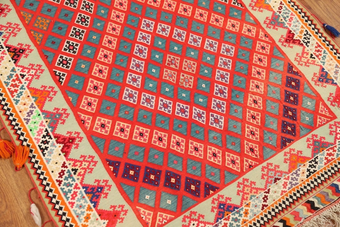 Pre-1900 Vegetable Dye Silk Kilim Persian Runner Rug 3x17 - 8