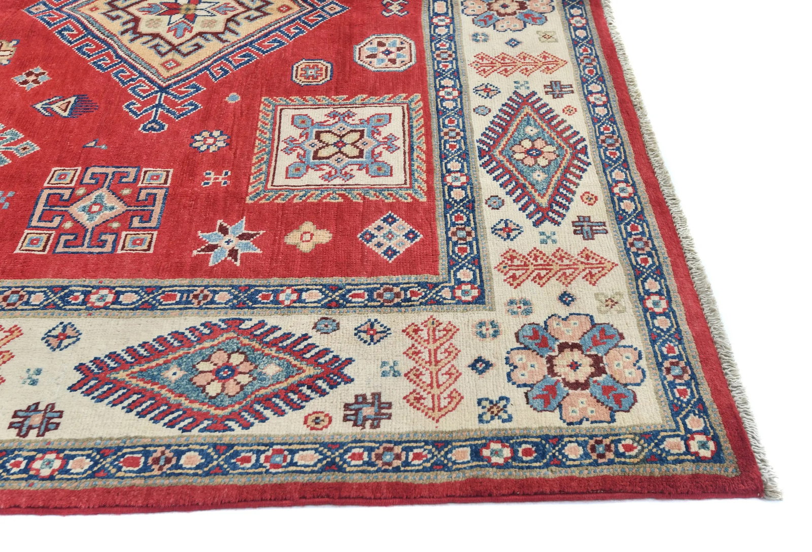 Red Modern Geometric 6X9 Kazak Oushak Pakistan Rug - 9