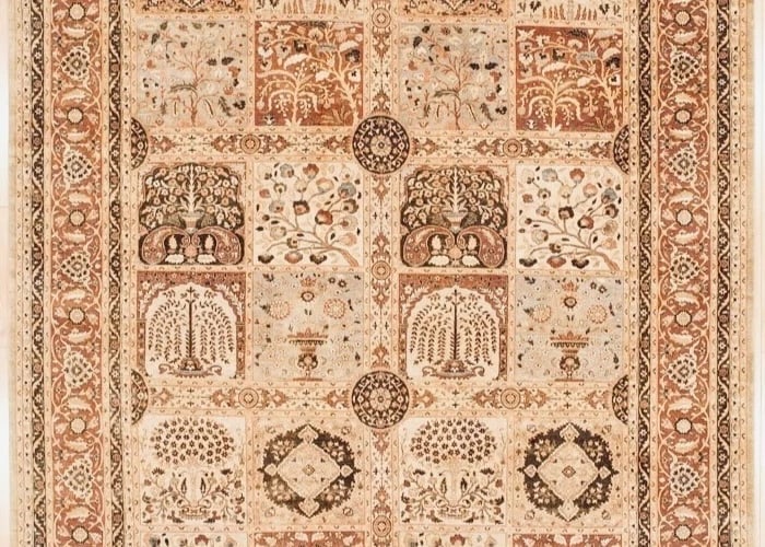 Hand Knotted Indo-Tabriz Ivory Terracotta Oriental Area Rug Carpet 9' x 11'9" - 4