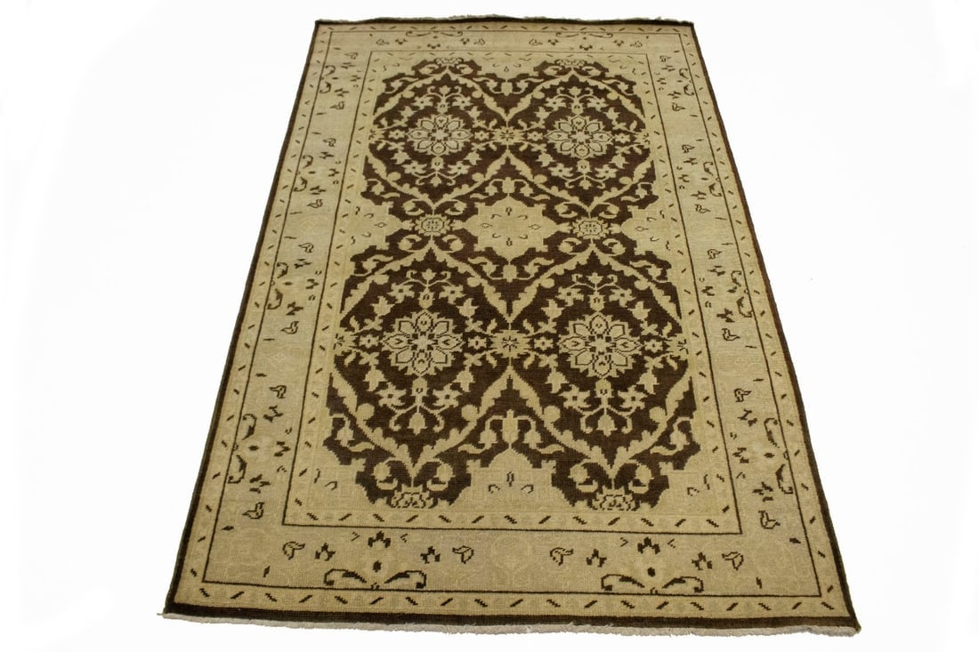 Brown Floral 5'7X8'9 Transitional Oriental Rug - 3
