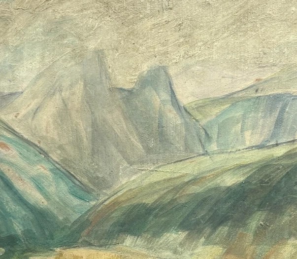 Landscape, Nature, River, Mountain, Spring Painting Antique Original Signed - 5