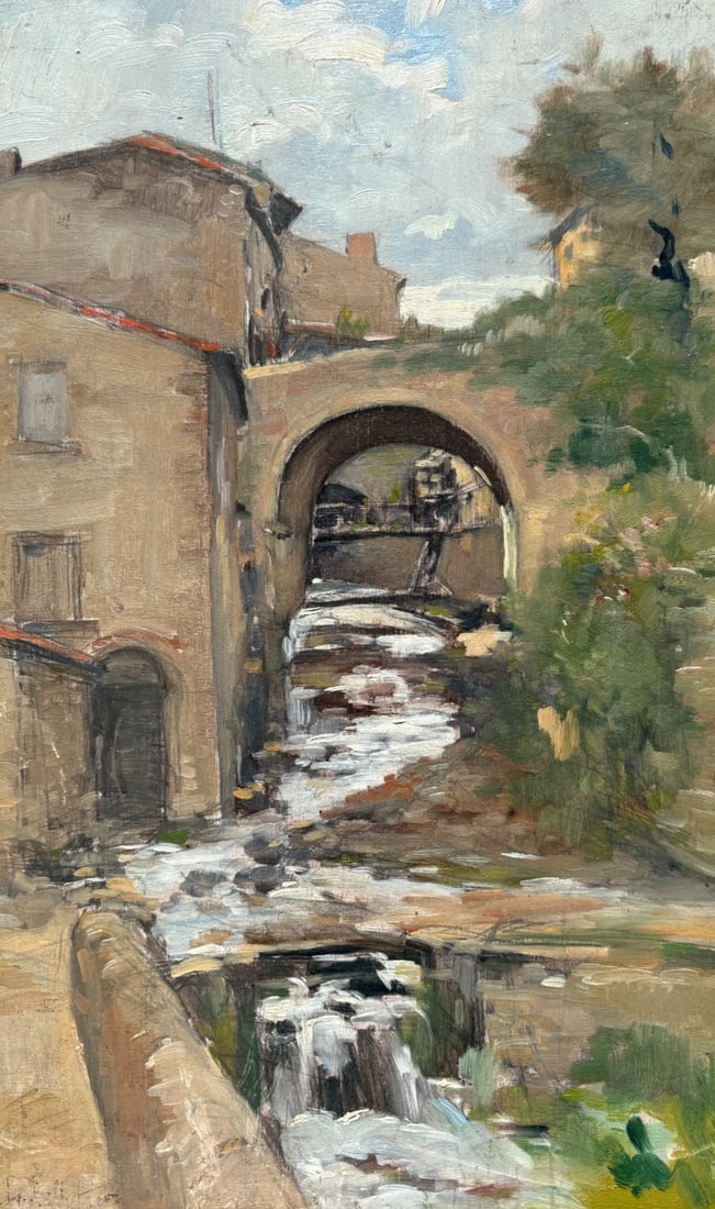 Antique Original Painting Signed Landscape, Cityview Pierre PELTIER (1900-1988): Title: Antique Original Painting Signed Landscape, Cityview Pierre PELTIER (1900-1988) Description: Oil on wood 25.5 x 40 cm / 10.03 x 15.74 inches signed Reserve: $200.00 Shipping: Domestic: Fl