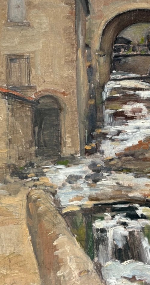 Antique Original Painting Signed Landscape, Cityview Pierre PELTIER (1900-1988) - 4