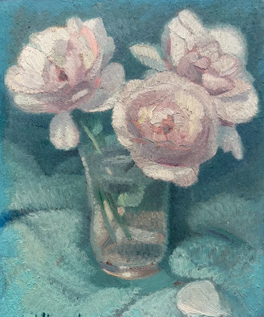 Antique Painting Flowers Bouquet Oil Pink Roses Bouquet, Vase Signed Floral: Title: Antique Painting Flowers Bouquet Oil Pink Roses Bouquet, Vase Signed Floral Description: Oil on cardboard 27 x 22 cm signed double sided - painting Reserve: $180.00 Shipping: Domestic: 