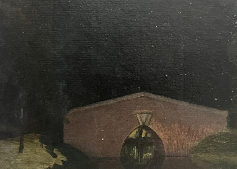 19th century Landscape, Bridge, Tree, River Painting Antique Original - 3