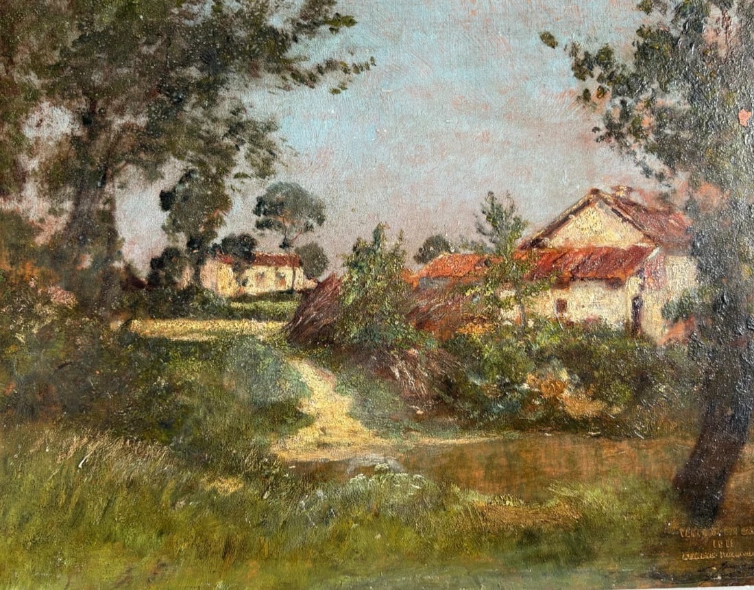 Jean-Aimé SAINT-CYR GIRIER Landscape, Village - Antique Oil Painting Signed: Title: Jean-Aimé SAINT-CYR GIRIER Landscape, Village - Antique Oil Painting Signed Description: Oil on wood 35 x 26.5 cm / 13.77 x 10.43 inches signed Reserve: $200.00 Shipping: Domestic: F
