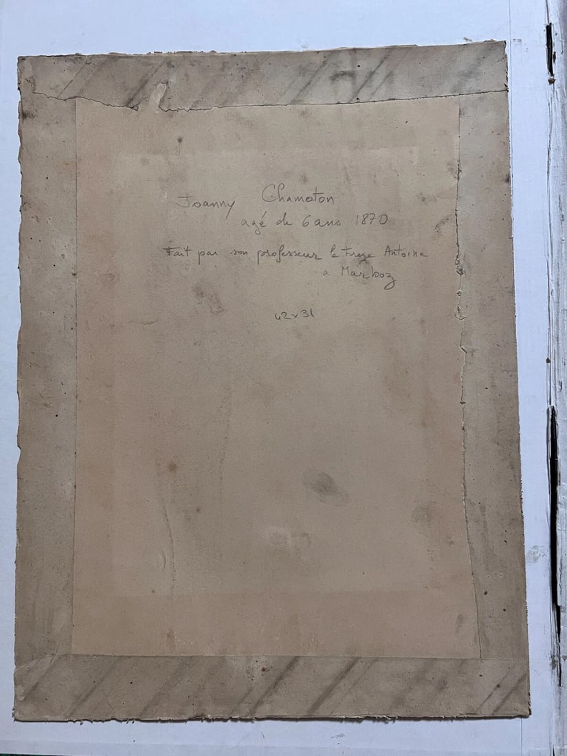 Antique Drawing Ink Original Boy, Portrait, Child 1870 19th century - 7